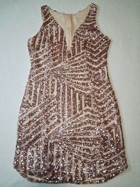 Sequin Sheath Dress in Rose Gold